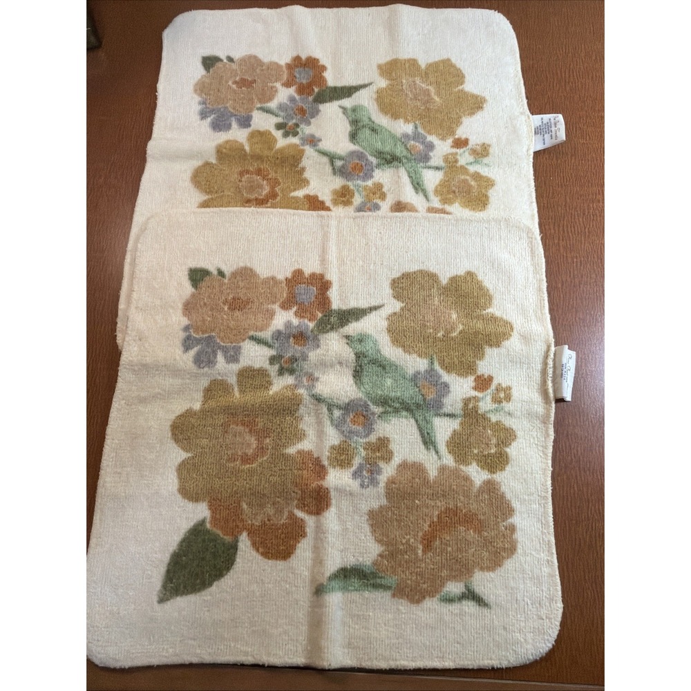 Vintage Floral Set Of 3 Face Towels By Fine Fashion Towels Cream Color Bird